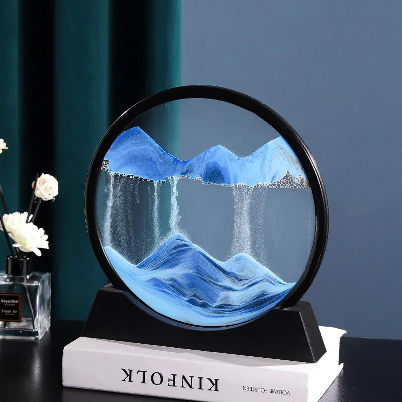 Hot Sale Moving Sand Art Picture Round Glass 3D 7/12inch